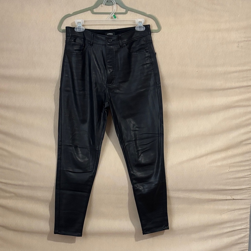 Express Jet Black Leather Trousers